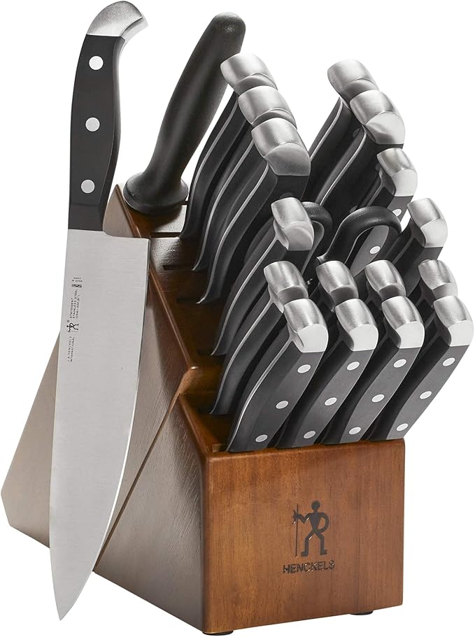 HENCKELS Statement Razor-Sharp 20-Piece Knife Set, Chef Knife, Bread Knife, German Engineered Knife Informed by over 100 Years of Mastery, Brown block