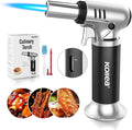 Kollea Butane Torch Lighter, Mini Kitchen Cooking Torch Lighter with Fuel Gauge & Continuous Flame Lock & Nozzle, Culinary Blow Creme Brulee Torch for Baking Food Desserts (Butane Gas Not Included)