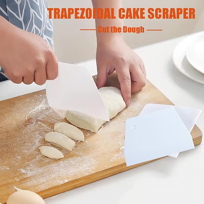 Set of 3 Cake Scrapers and Smoother Tools for Cake Decorating, Dough & Bowl Scrapers Plastic Icing Smoothers Dough Cutters Bench Scrapers（T Shape）