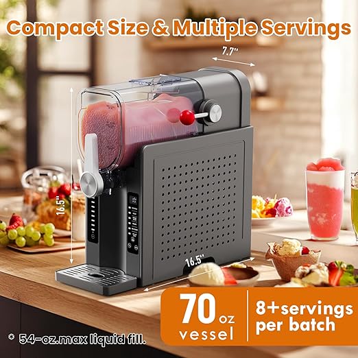 Slushie Machine No Ice Needed: Soft Serve Ice Cream Machine,Slushy Machine for Home with 6 Preset Programs, Quiet Operation, LED Display, Auto-Clean,Perfect for Milkshakes, Margarita Smoothie, Frappés