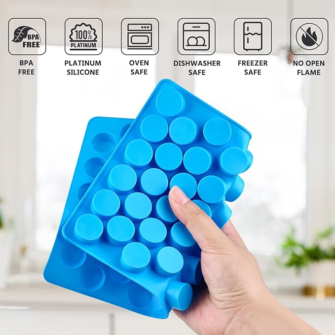 4 PCS Silicone Gummy Candy Molds, 55 Cavities Non-Stick Round Molds for Small Hard Candies, Chocolates, Caramels, Jello, Fruit Snacks