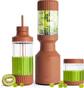 Beast Mighty 850 Plus | Premium Compact Personal Blender | Smoothies, Shakes, Dressings, Sauces | Blends Ice and Frozen Fruit | New XL Vessel | Extra Vessels, Lids and Straws | 850W (Terra)