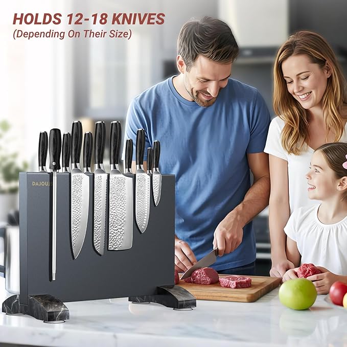 Magnetic Knife Holder, Magnetic Knife Block without Knives, Strong Double Sided Magnet Knife Storage Strip for Kitchen Counter-Black