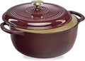 Best Choice Products 7.5 Quart Enamel Cast-Iron Round Dutch Oven, Family Style Heavy-Duty Pre-Seasoned Cookware for Home, Kitchen, Dining Room, Oven Safe w/Lid, Dual Handles - Cabernet Red
