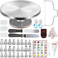 237 Pcs Cake Decorating Kit with Aluminium Alloy Rotating Cake Turntable,Cake Leveler,24 Numbered Icing Tips,2 Coupler,2 Spatulas,3 Comb Scrapers,100 Disposable Pastry Bags