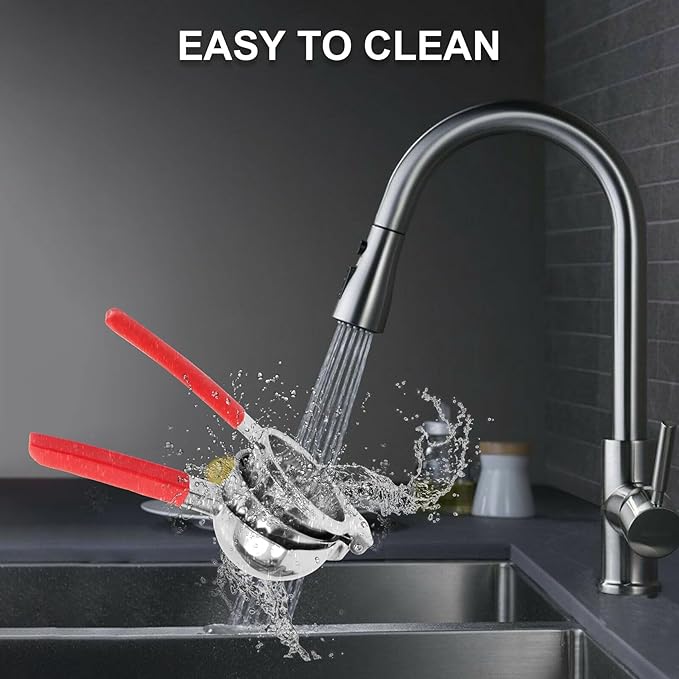 Lemon Squeezer Stainless Steel, NomadSphere Heavy Duty Large Squeezer Bowl, Manual Citrus Press Juicer and Lime Squeezer, Filter Mesh Design, 2 in 1 Store Juice, with Zester Tool & Cleaning Brush