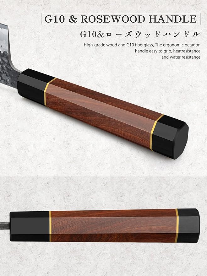 HOSHANHO 8 Pieces Knife Set, Japanese High Carbon Steel Kitchen Knives Set with Block, Hand Forged Ultra Sharp Chef Knife Set with Ergonomic Rosewood Handle