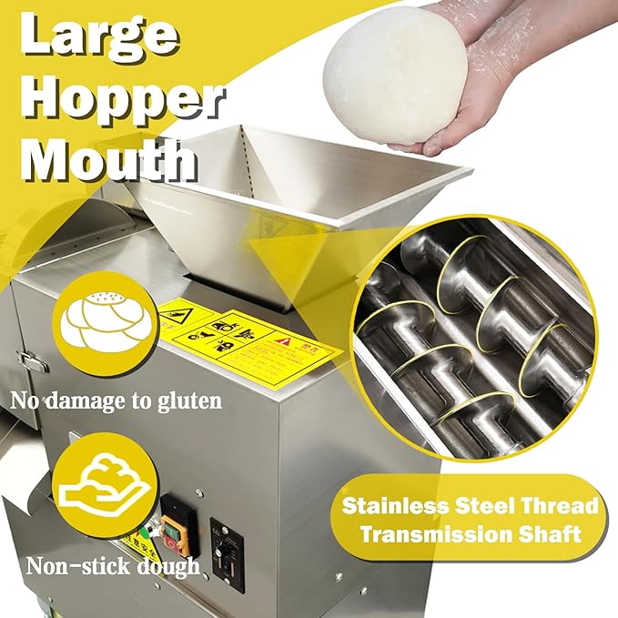 TECHTONGDA Electric Dough Divider Commercial Quantitative Dough Cutter 5g-500g Stainless Steel Pastry Piece Cutter Compact Dough Divider 1500W 110V