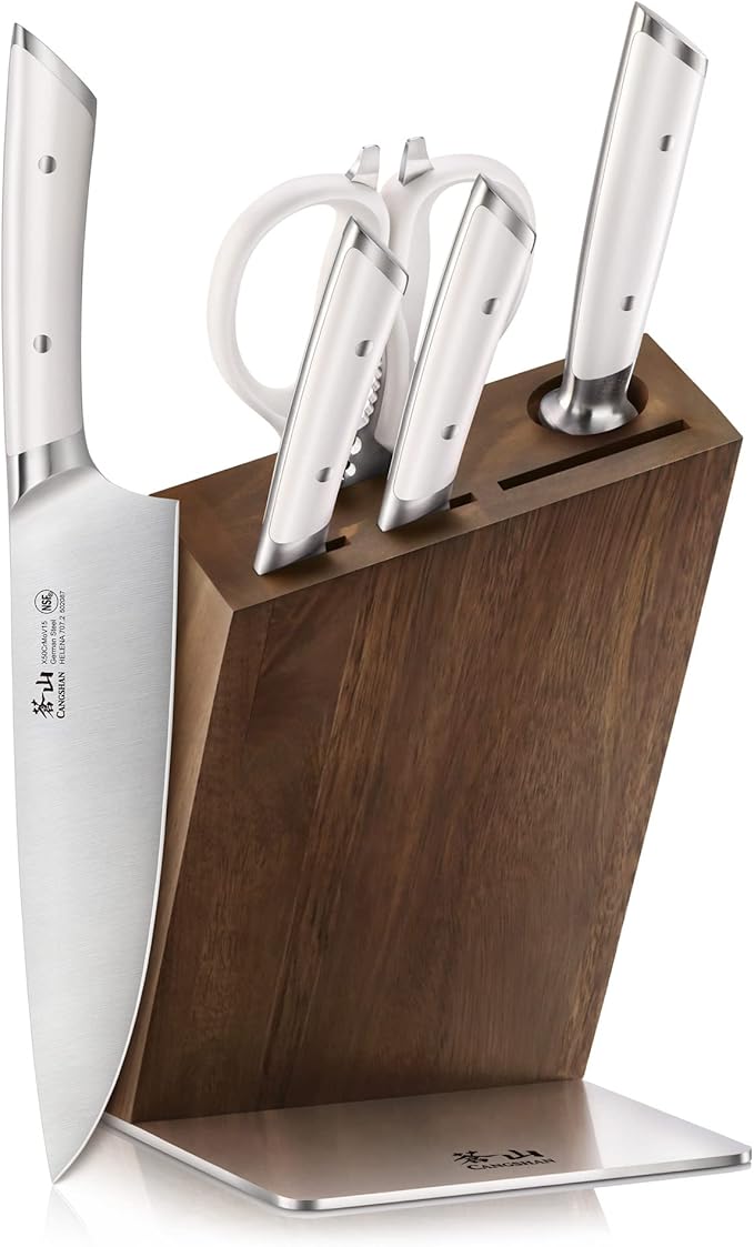 Cangshan HELENA Series German Steel Forged, HUA Knife Block Set (6-Piece, White)