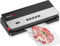 Bonsenkitchen Vacuum Sealer Machine, Multi-Functional Food Sealer with 1 Roll Bag, Bag Storage | Built-in Cutter, Black-Silver