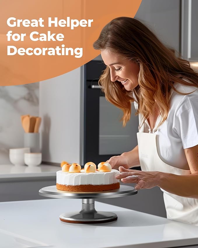 Kootek Aluminium Cake Turntable, 12 Inch Rotating Cake Stand, 35 pcs Cake Decorating Kit Supplies with 24 Numbered Icing Piping Tips, 2 Frosting Spatula, Pastry Bags and Other Baking Tools