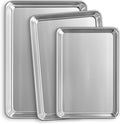 JoyTable Aluminum Baking Sheet Set, 3 Pack Sheet Pan, Commercial Quality Cookie Sheets for Baking or Roasting Non-Stick, Warp Resistant Aluminum Baking Pan