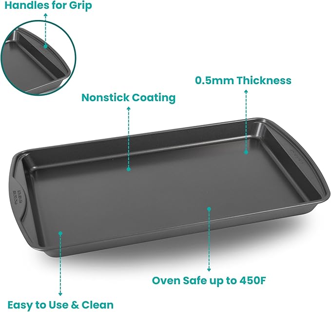Baker's Secret Nonstick Cookie Sheet 15in baking area, Baking Tray for Oven Premium Food-Grade Coating, Non-stick Cookie Sheets, Baking Accessories - The Classic Collection (1x Medium 15" x 11")