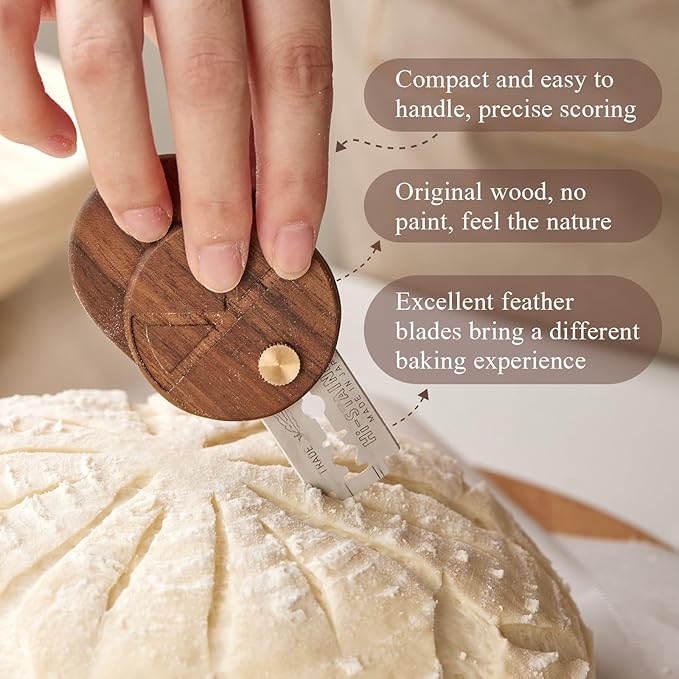 Bread Lame Dough Scoring Tool with 5 Feather Blades, Sourdough Scoring Tool with Storage Box, Scoring Knife for Bread Baking, Dexterous-Cut Series Lame Bread Tool (LUNA)