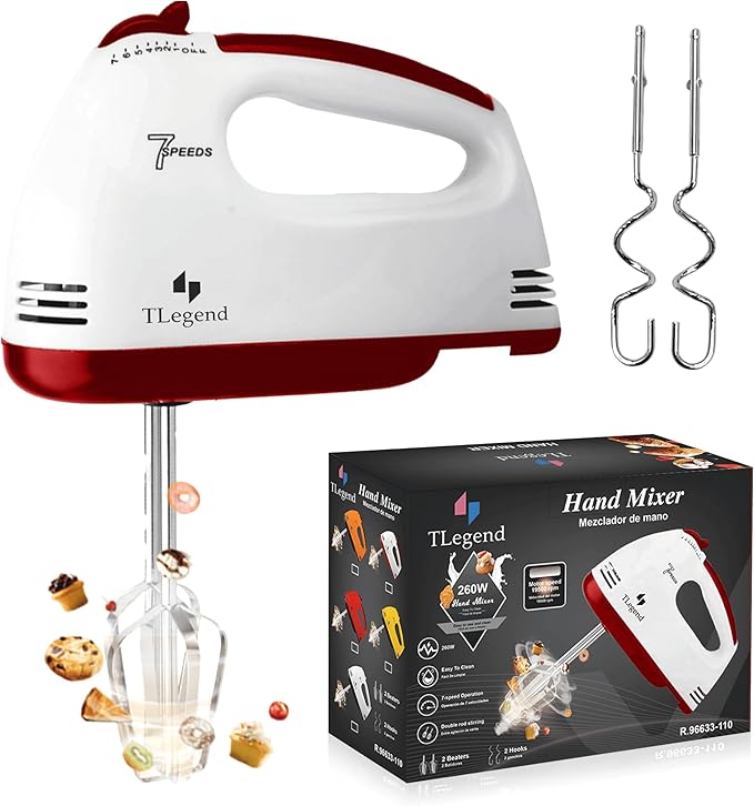 Hand Mixer Electric Handheld – 7 Speed Ultra Power Electric Mixer Handheld (White)