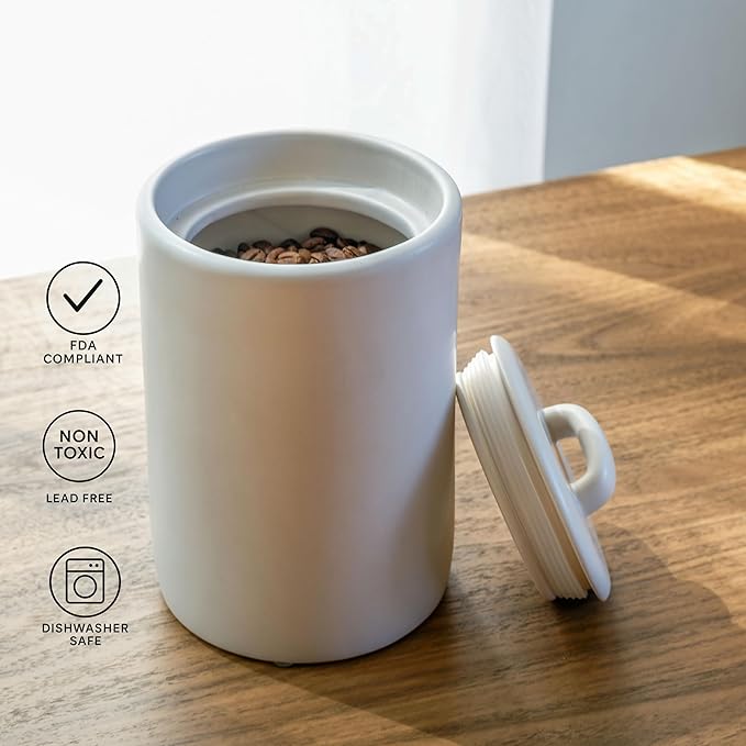 Ceramic Food Storage Jars, 37 Oz, Airtight Lid Handle,Kitchen Canisters for Grounds Coffee, Coffee Pods, Tea, Flour, Sugar, Rice, Pantry Organization or Kitchen Countertop Containers set