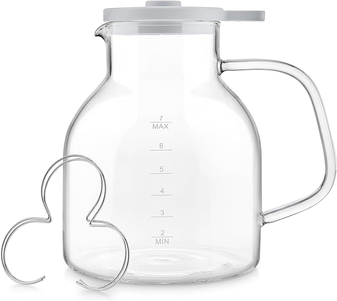 Teabloom Purity Glass Whistling Kettle – 100% Plastic-Free, Premium Borosilicate Glass, 56 oz (7-Cup) Capacity, Stovetop Safe, Lead-Safe & Chemical-Free Water Boiling with Whistle Cue