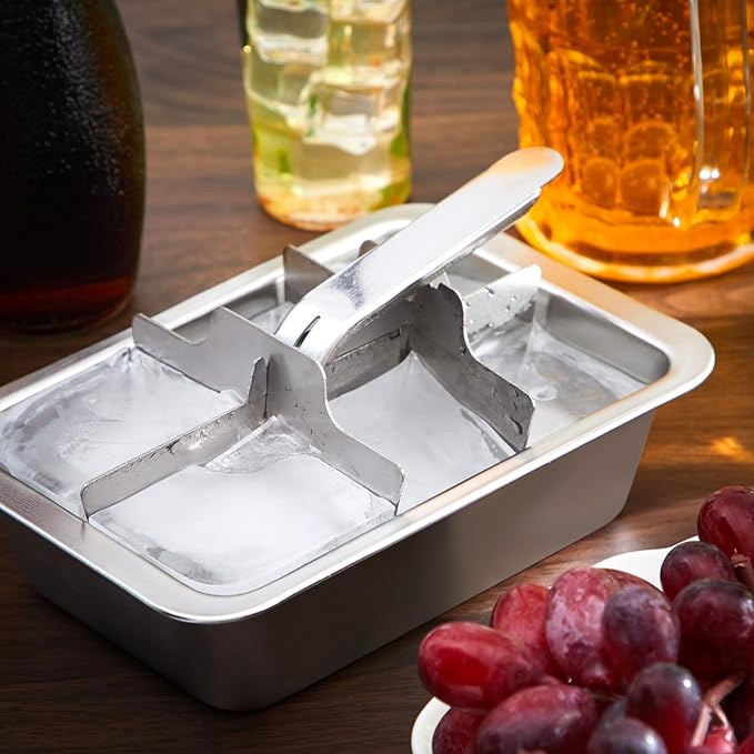 2 Pcs 6 Slot Stainless Steel Ice Cube Maker and Tray Ice Cube Tray for Bars Kitchens Levers Remove Cubes Easy Removal Metal Food Grade Freezer Molds for Food Juice Dishwasher Safe