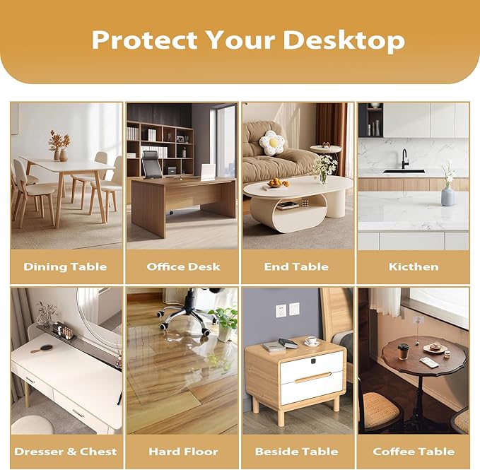 Frosted Table Protector 30 x 60 Inch, 1.4mm Thick Waterproof PVC Plastic Table Cover, Durable Table Pad for Dining Room, Kitchen, Writing Desk, and Coffee Tables