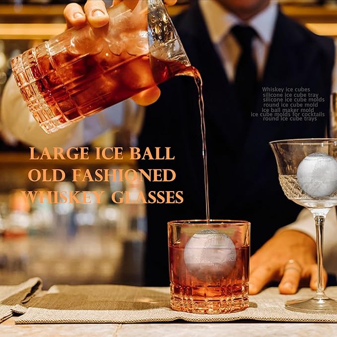 Round Ice Cube Mold,1.8 INCH x 8,Whiskey Ice Cubes Mold,Circle Ice Cube Tray with Lid,Ice Ball Maker Mold Sphere Ice Cube,Large Ice Cube Molds for Whiskey,Cocktails,Coffee