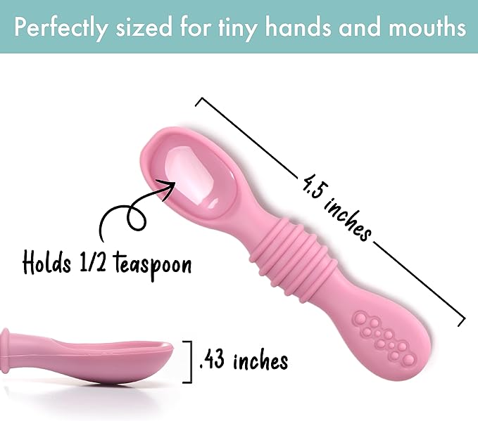 PrimaStella Silicone Chew Spoon Set for Babies and Toddlers | Safety Tested | BPA Free | Microwave, Dishwasher and Freezer Safe