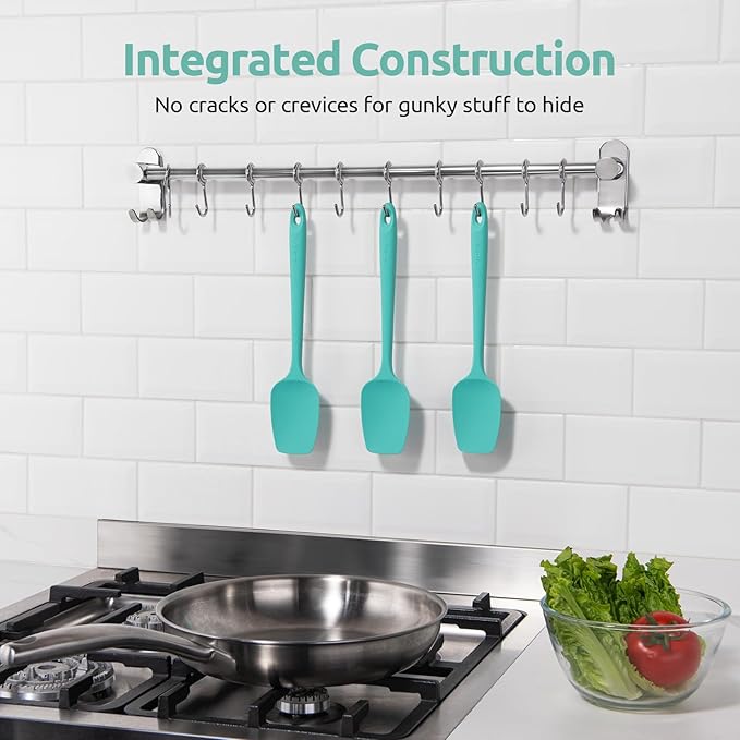 U-Taste Silicone Spoon Spatula Set, 600ºF High Heat Resistant Food Grade Flexible Rubber Scraper, Cooking Mixing Baking Kitchen Utensils Set of 3 (Aqua Sky)