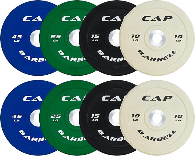 CAP Barbell 2-Inch Olympic Bumper Plate Weight Set with 6 Post Rack | 100-370 lbs | Multiple Options