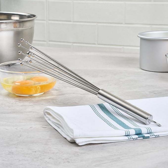 Restaurantware-German Standard 12.6 Inch Ball Whisk, 1 Dishwashable Kitchen Whisk - Ergonomic Handle, Durable, Stainless Steel Manual Egg Beater, Suitable For Whisking, Stirring, Mixing, Beating