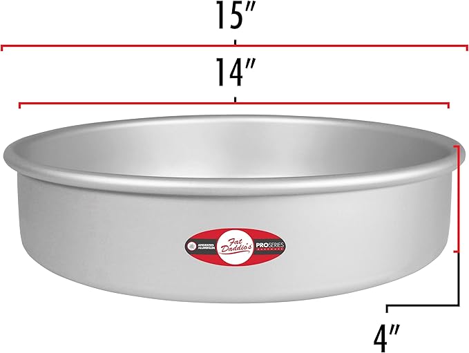 Fat Daddio's PRD-144 Round Cake Pan, 14 x 4 Inch, Silver