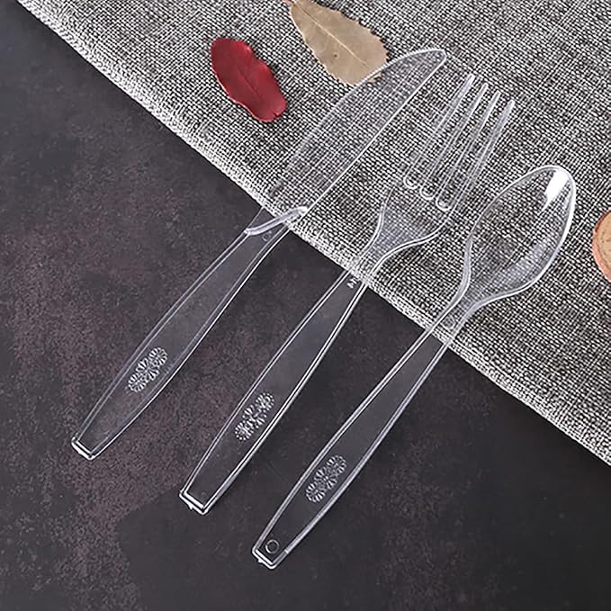 500 Count Clear Plastic Spoons, Heavy Weight Disposable Spoons Cutlery Plastic Utensils, Clear PlasticSilverware Bulk