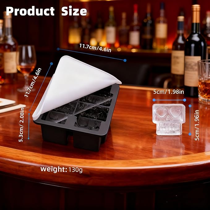 Prank Ice Cube Mold Tray,Novelty Skull Ices Cube Tray,Silicone Fun Shapes Shapes for Cocktails,Brandy and Juice Beverages