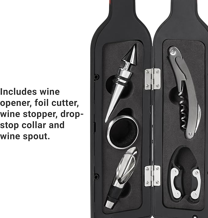 Let's Make Memories Personalized 5-Piece Wine Tool Set - Wine Bottle Opener - Bar Accessory