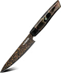 Seido Knives Kurogane 5" Petty Knife – Hand-Forged Japanese Utility Knife with VG-10 Core & 37-Layer Damascus Steel, G10 Copper Handle