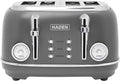 Haden Chelsea 4 Slice Wide Slot Toaster with Adjustable Browning Control, Grey & Chrome