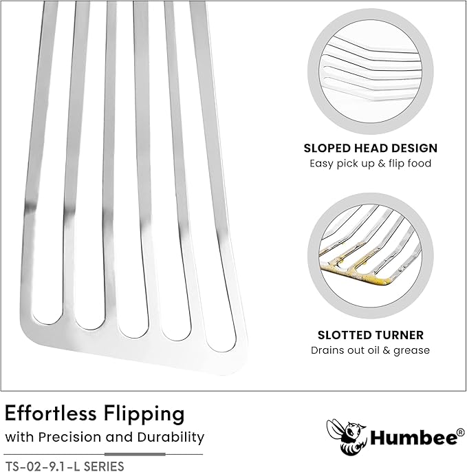 9 Inches Fish Turner, Slotted Fish Spatula Dishwasher Safe NSF (Left Hand), Shovel Black