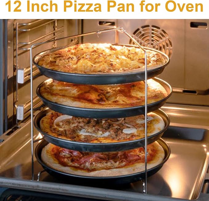 12 Inch Deep Dish Pizza Pan for Oven, 2 Pack Nonstick Round Heavy Duty Aluminum Pizza Baking Tray(4cm Deep), Restaurant Style Pizza Pan with Rolled Edge & Warp Resistant (Thickened Crisper Pan)