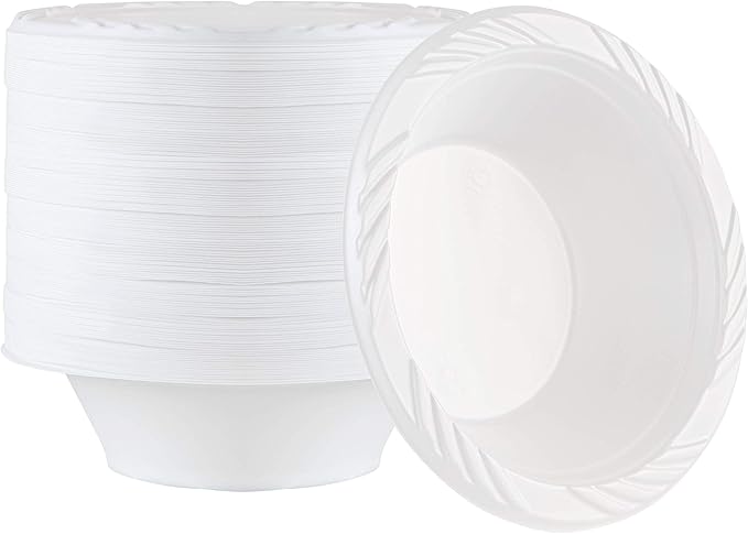 PLASTICPRO 100 Count Disposable 12 ounce White Plastic Soup Bowls