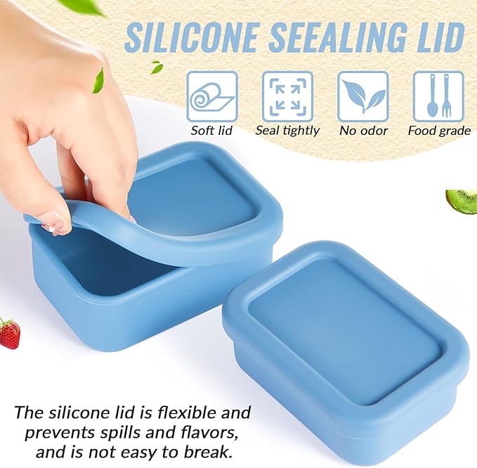 6 Packs 1 Cup Silicone Soup Freezer Molds with Lid Silicone Soup Freezer Trays Rectangle Reusable Food Preserving Tray Freezing Sauces Stews(Dark Blue, Gray)