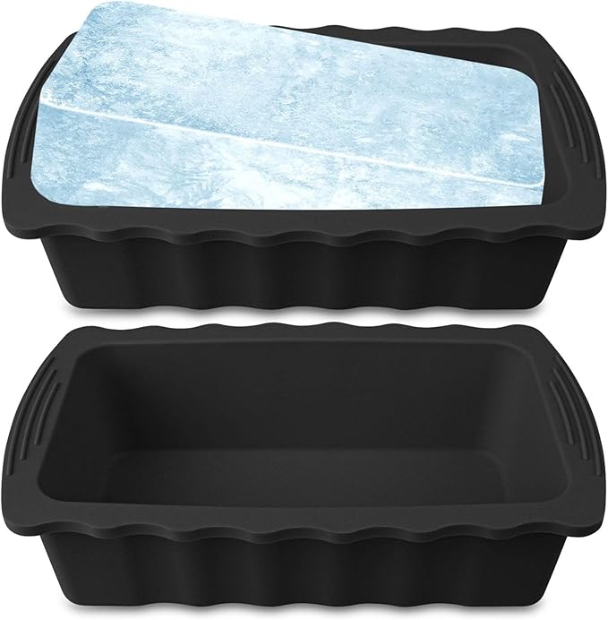 Haldane 2PC Extra Large Ice Block Molds, 6LB Giant Ice Cube Molds for Plunge Lab, Ice Container for Freezer, Thickened and Reinforced Silicone Ice Tray, Cold Plunge Tub Accessories, Black