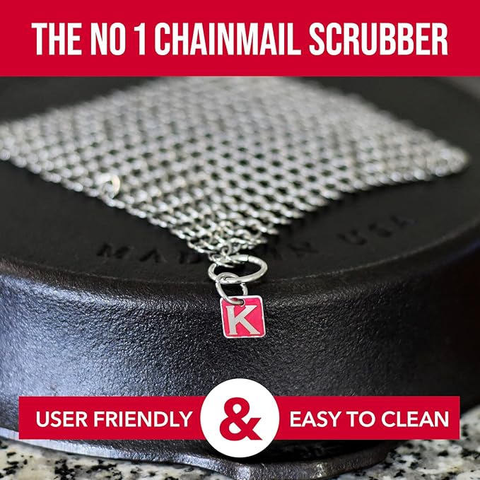 Knapp Made Original 4" Chainmail Scrubber - Cleaner For Cast Iron, Stainless Steel, Hard Anodized Cookware and Other Pots & Pans