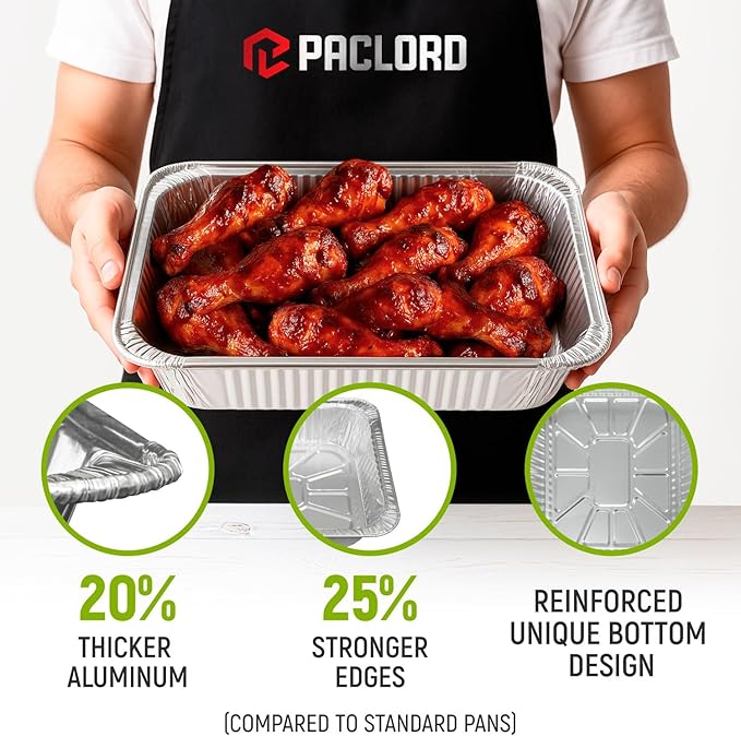 Aluminum Foil Pans - Half-Size 9" x 13", Pack of 25 - USA-Made Disposable Aluminum Trays for Steam Table & Chafing Racks - Great for Baking, Catering, BBQ, Parties, Food Delivery