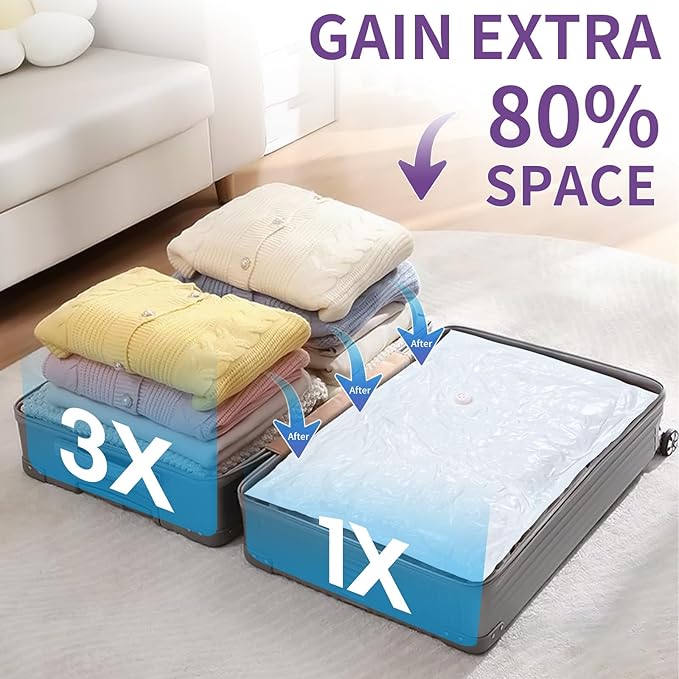 SZO 16 Pack Vacuum Storage Bags With Electric Air Pump,(4 Jumbo/4 Large/4 Medium/4 Small) Vacuum Seal Bags For Clothing Travel, Space Saver bags For Luggage, Blankets,Bedding,Moving Bags