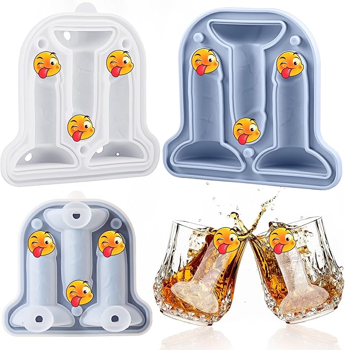 Hoolerry Ice Cube Molds Cube Trays Fun Shapes Silicone Ice Ball Maker with Lid for Whiskey Cocktails Juice Drinks Beverage Crafting Accessories White Elephant Gifting(Blue,Classic Style)