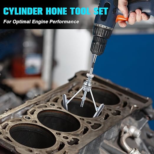 7PCS Engine Cylinder Hone Tool Set with Box, Adjustable Engine Cylinder Hone Tool Kit from Sizes 3/4" to 7" Cylinders, Engine Cylinder Grinding and Polishing Tools with 1-⅛", 3" and 4" Honing Stones