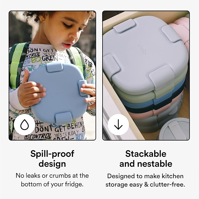 STOJO Collapsible Sandwich Box – 24oz, Reusable Food Storage Container, Silicone Bowl for Hot/Cold Food – Meal Prep, Lunch, Camping, Hiking – Dishwasher Safe (Set of 1, Peony)