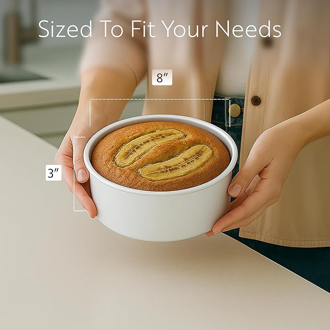 Restaurantware-Met Lux 8 x 3 Inch Straight-Sided Baking Tins, 12 Round Cake Pans - Oven-Ready, Freezable, Anodized Aluminum Round Baking Pans, Greaseproof, For Layer Birthday Cakes