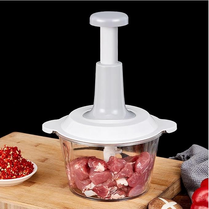 Manual vegetable Cutter Chopper, food processor Large 1.5L Bowl Effortless Meat Mincer Fruits and Herbs Chopper Garlic Onion Hand Press Manual Food Chopper (Pink)
