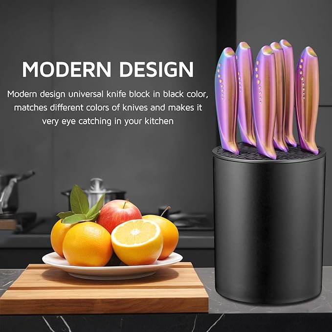 5.5” Steak Knife Block Holder without Knives - Kitchen Steak Knife Storage Block Stand only - Space Saver Large Volume Steak Knives Organizer, Detachable for Easy Cleaning - Black