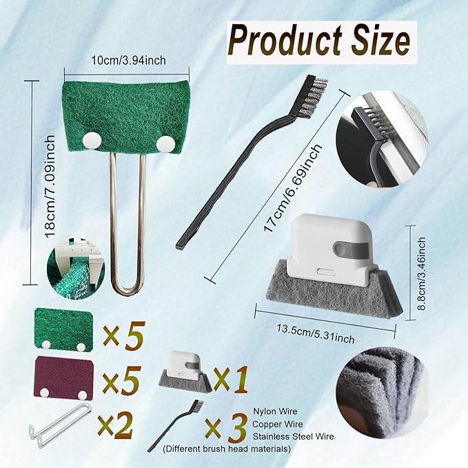 16PCS Kitchen Utensils Set with Scouring Pads,Mini Wire Brushes,Reusable & Durable Cleaning Tools for Household and Kitchen