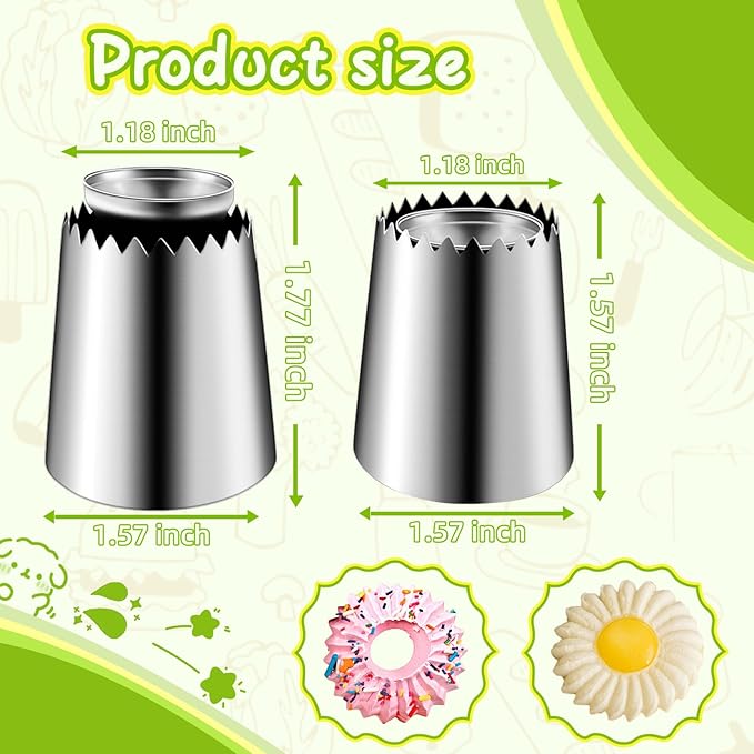 Suuker Sultan Tube Piping Tips Set, Stainless Steel Cake Decorating Tips, Frosting Icing Tips for Cupcakes, Cake, Cookie and Decorating（795S 796S）